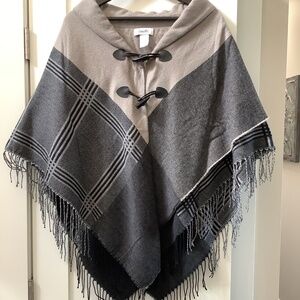 Women’s plaid with leather, cape/sweater.